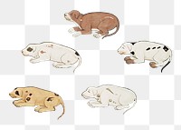 Vintage puppies png sticker, animal on transparent background.   Remastered by rawpixel