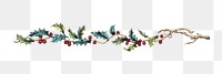 Vintage holly berry png ornament divider on transparent background.   Remastered by rawpixel