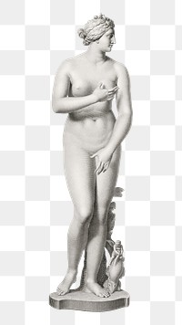 Nude Greek woman png marble statue on transparent background.   Remastered by rawpixel