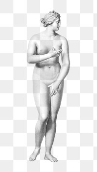 Nude Greek woman png marble statue on transparent background.   Remastered by rawpixel