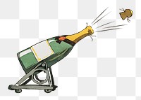 Popping champagne bottle png sticker, transparent background.  Remastered by rawpixel