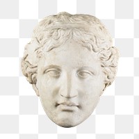 Greek woman's png head sculpture on transparent background.   Remastered by rawpixel