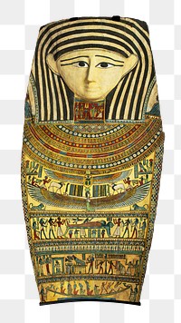 Egyptian coffin png sculpture sticker, transparent background.   Remastered by rawpixel