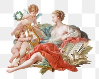 François Boucher's png Allegory of Music on transparent background.    Remastered by rawpixel