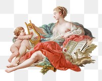 François Boucher's png Allegory of Music on transparent background.    Remastered by rawpixel