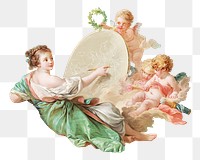 François Boucher's png Allegory of Painting on transparent background.    Remastered by rawpixel