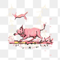 Harold Merriam's png pink bull illustration on transparent background.    Remastered by rawpixel