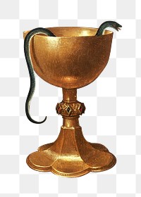 Gold chalice png object sticker, transparent background.    Remastered by rawpixel