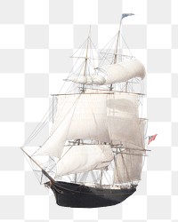 Large ship png sticker, vintage illustration on transparent background.   Remastered by rawpixel