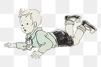 Little boy png sticker, vintage drawing on transparent background.   Remastered by rawpixel