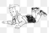 Little boy png sticker, vintage drawing on transparent background.   Remastered by rawpixel