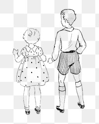 Boy and girl png siblings drawing on transparent background.  Remastered by rawpixel