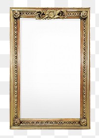 Vintage picture frame png sticker, gold luxurious design, transparent background