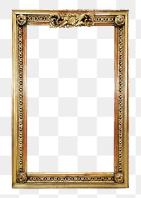 Vintage picture png frame, gold luxurious design, transparent background