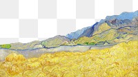 Van Gogh's png Wheatfield with a reaper border, transparent background.   Remastered by rawpixel