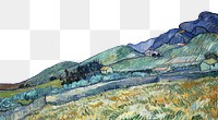 Van Gogh's png Landscape from Saint-Rémy border, transparent background.   Remastered by rawpixel