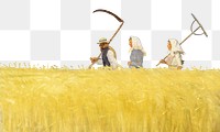 Anna Ancher's png Harvesters, wheat field border, transparent background.   Remastered by rawpixel