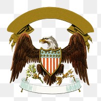 Eagle badge png U.S. coat of arms sticker, transparent background.   Remastered by rawpixel