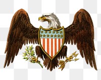 Eagle badge png U.S. coat of arms sticker, transparent background.   Remastered by rawpixel