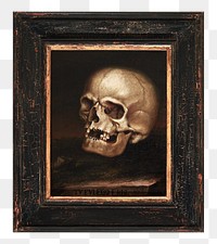 Framed Johann Dieffenbrunner's Skull png painting on transparent background, remixed by rawpixel.