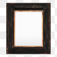 Wooden photo frame png sticker, old rustic design, transparent background