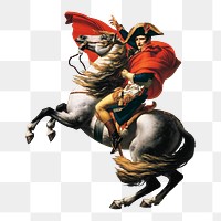 Napoleon png Crossing the Alps painting on transparent background.   Remastered by rawpixel