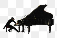 Pianist png music sticker, transparent background. Original public domain image from Wikimedia Commons. Digitally enhanced by rawpixel.