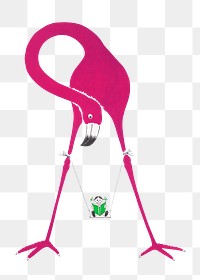 Flamingo bird png sticker, vintage animal on transparent background.   Remixed by rawpixel.