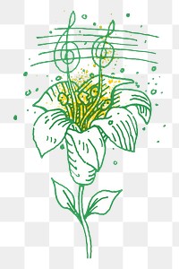 Green vintage flower png sticker, transparent background.   Remixed by rawpixel.