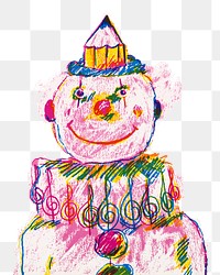 Clown doodle png festive sticker, transparent background.  Remixed by rawpixel.