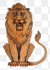 The jungle png sticker Upton Sinclair lion on transparent background.   Remixed by rawpixel.