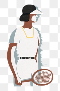 Female tennis player png sport sticker, transparent background.  Remixed by rawpixel.