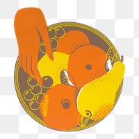 Fruit bowl png sticker, vintage illustration, transparent background.   Remixed by rawpixel.