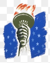 Democracy png Statue of Liberty torch sticker, transparent background.  Remixed by rawpixel.