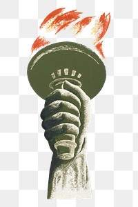 Democracy png Statue of Liberty torch sticker, transparent background.  Remixed by rawpixel.