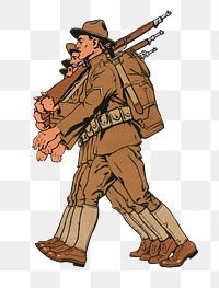 Marching troop png vintage war sticker, transparent background.  Remixed by rawpixel.