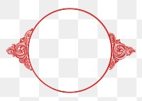 Round frame png vintage red sticker, transparent background.  Remixed by rawpixel.