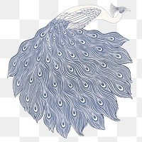 Vintage peacock png sticker, abstract animal, transparent background.  Remixed by rawpixel.