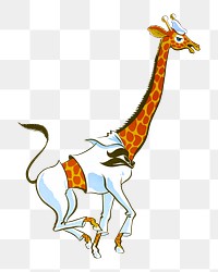 Giraffe in navy uniform cartoon illustration, transparent background.  Remixed by rawpixel.