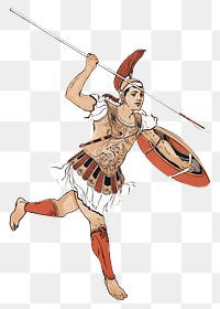 Greek gladiator png warrior sticker, transparent background.  Remixed by rawpixel.
