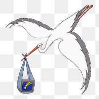 Flying crane png with television box, transparent background.  Remixed by rawpixel.