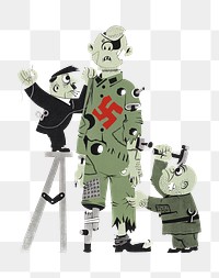 Hitler and Mussolini png making puppet sticker, transparent background.  Remixed by rawpixel.