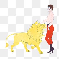 Maubikeck png sticker, the lion tamer, transparent background.  Remixed by rawpixel.