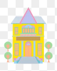 Yellow house png architecture sticker, transparent background.  Remixed by rawpixel.