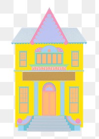 Yellow house png architecture sticker, transparent background.  Remixed by rawpixel.
