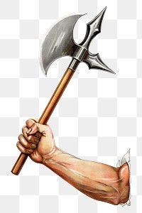 Battle ax png war sticker, transparent background.  Remixed by rawpixel.