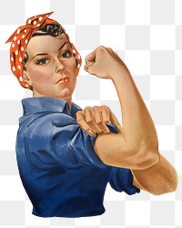 Girl power png sticker, transparent background. Original public domain image from Wikimedia Commons. Digitally enhanced by rawpixel.