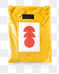 Yellow top in a plastic package  png sticker, fashion transparent background