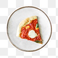 Pizza piece png on a plate in transparent background