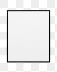 Png black picture frame sticker, transparent background